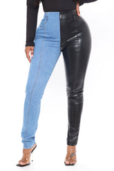 Party For Two Contrast Jeans - Black/Blue Ins Street